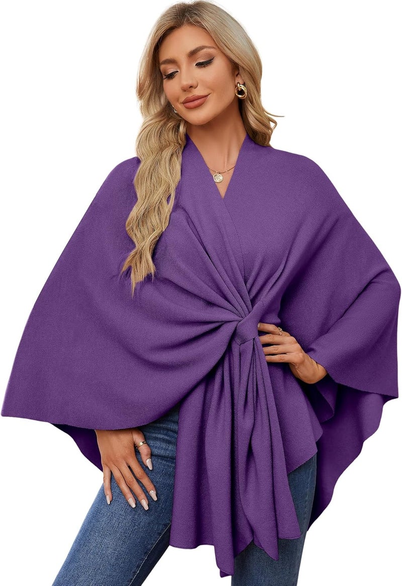 Puli Women's Elegant Shawl Wraps Soft Open Front Poncho Sweater for Spring Fall Winter - Image 1